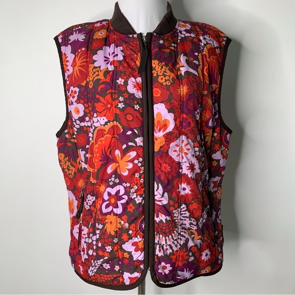 Patagonia Jackets & Blazers - Patagonia Women's Brown Multicolor Floral Nylon Puff Zip Vest Size Large